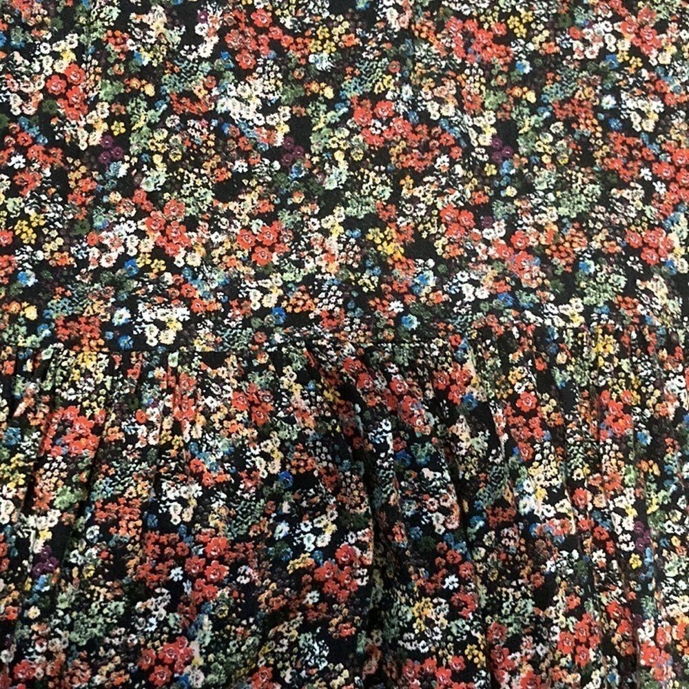 Zara Trafaluc Collection Black Floral Boho Tiered Ruffle Fall Tunic Mini Dress - Picture 9 of 16